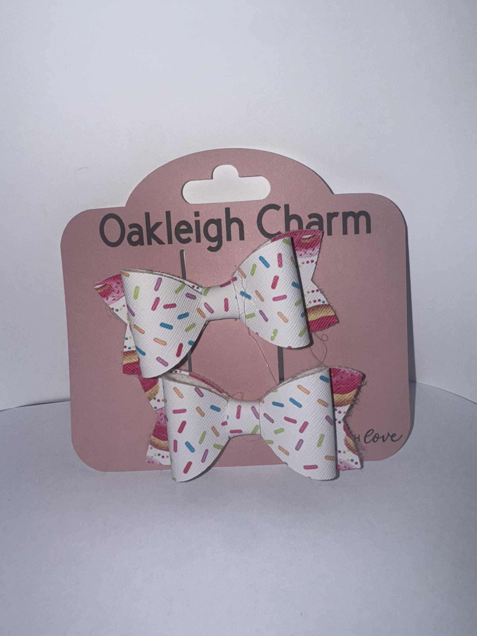 White Donut Sprinkle Hair Bow